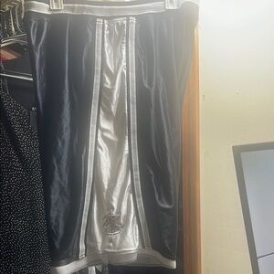 Black and Silver Knee-Length Pencil Shorts